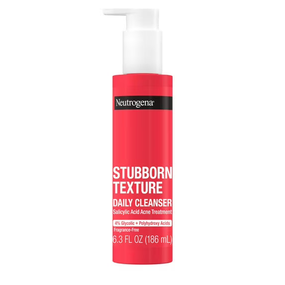Neutrogena Stubborn Texture Daily Acne Facial Cleanser, Salicylic Acid Face Wash + Glycolic & Polyhydroxy Acids
