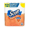 Scott Comfort Plus Toilet Paper Family Rolls, 12 Ct