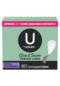 U by Kotex Clean & Secure Panty Liners, Light Absorbency, Extra Coverage, 80 Count