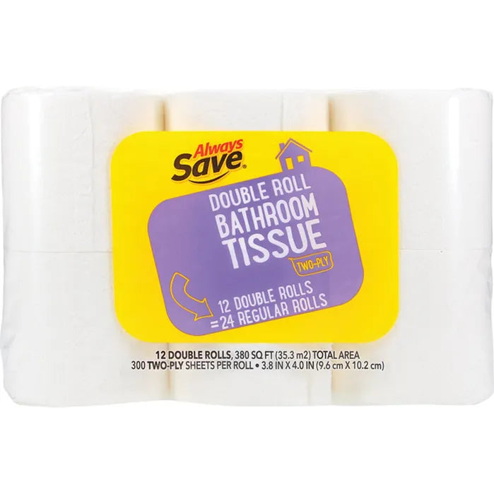 Always Save- Double Roll Toilet Paper - 12ct Plastic Pack
